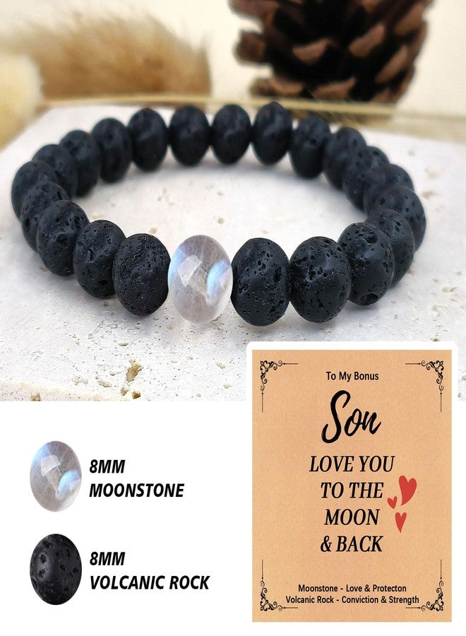 Tirdkid Stocking Stuffers Teens for Grandson Teens Boys Men, Natural Volcanic Rock and Love Moonstone Bracelet for Teenage Boys 11 13 15 17 Year Old Birthday Gifts - Image 3