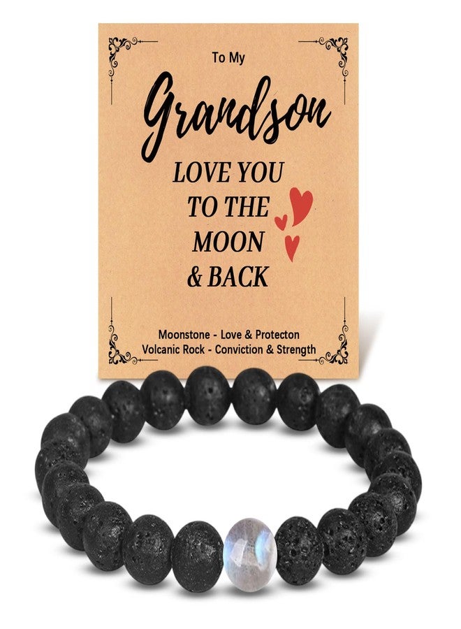 Tirdkid Stocking Stuffers Teens for Grandson Teens Boys Men, Natural Volcanic Rock and Love Moonstone Bracelet for Teenage Boys 11 13 15 17 Year Old Birthday Gifts - Image 1