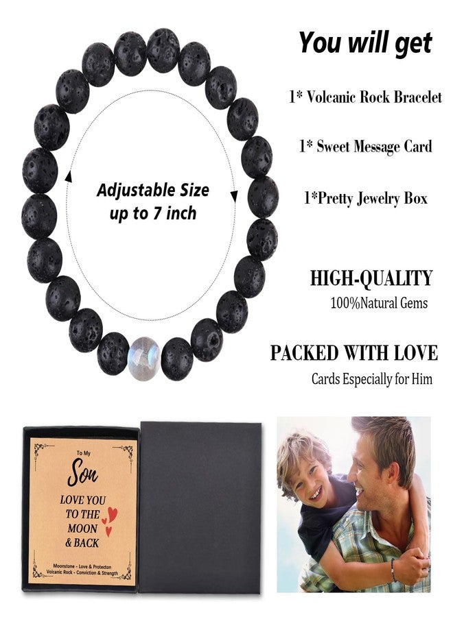Tirdkid Stocking Stuffers Teens for Grandson Teens Boys Men, Natural Volcanic Rock and Love Moonstone Bracelet for Teenage Boys 11 13 15 17 Year Old Birthday Gifts - Image 4