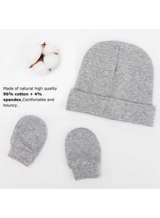 DRESHOW BQUBO Baby Hats and Mittens Infant Cotton Beanie Gloves No Scratch Set Newborn Hospital Hat for Boys Girls - Image 4