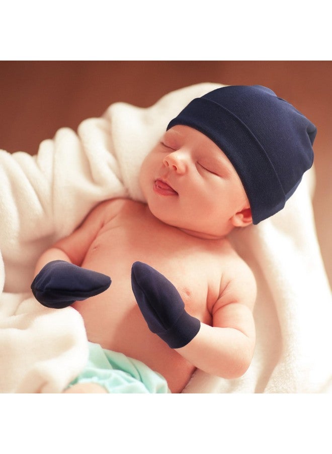 DRESHOW BQUBO Baby Hats and Mittens Infant Cotton Beanie Gloves No Scratch Set Newborn Hospital Hat for Boys Girls - Image 3
