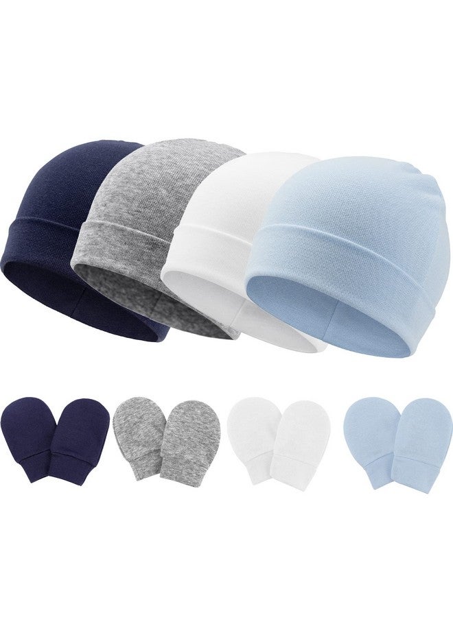 DRESHOW BQUBO Baby Hats and Mittens Infant Cotton Beanie Gloves No Scratch Set Newborn Hospital Hat for Boys Girls - Image 1