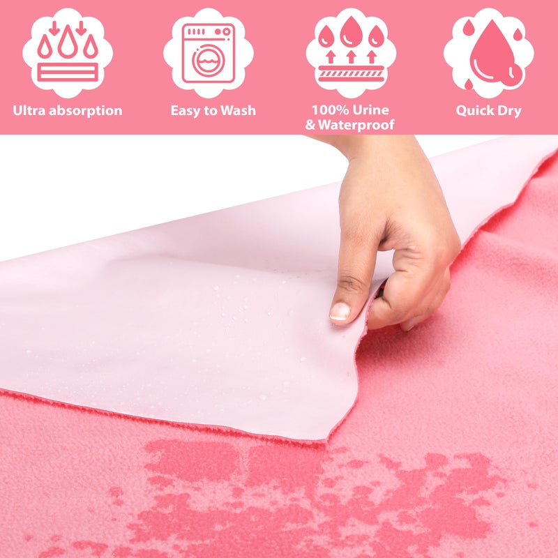 Baby Dry Sheets Waterproof Medium Size, Pack of 2 | Quick Absorbent Dry Sheet for Baby | Crib Baby Bed Protector for Toddler Children | Washable, Medium, Baby Pink & Navy Blue - Image 2