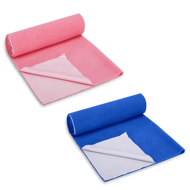Baby Dry Sheets Waterproof Medium Size, Pack of 2 | Quick Absorbent Dry Sheet for Baby | Crib Baby Bed Protector for Toddler Children | Washable, Medium, Baby Pink & Navy Blue - Image 1