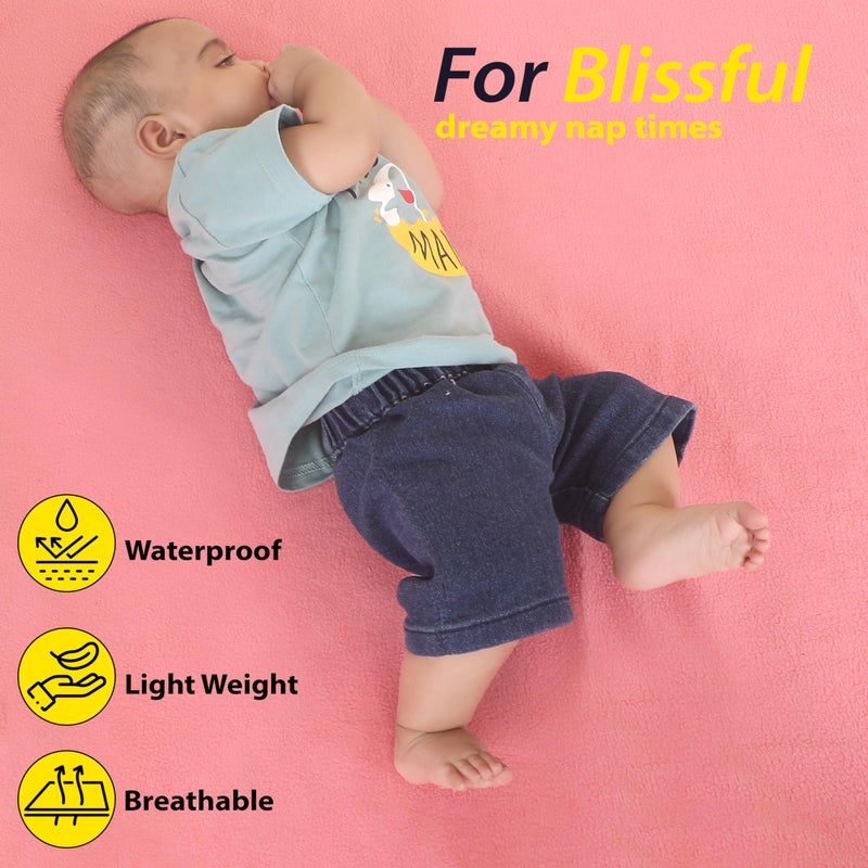 Baby Dry Sheets Waterproof Medium Size, Pack of 2 | Quick Absorbent Dry Sheet for Baby | Crib Baby Bed Protector for Toddler Children | Washable, Medium, Baby Pink & Navy Blue - Image 3