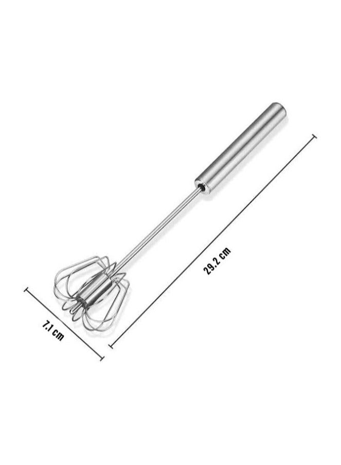 MARKQ Semi-Automatic Egg Whisk, 11.5 Inch Stainless Steel Handheld Whisk For Home Blending, Milk frother, Whisking, Egg Beating, Stirring, Hand Push Rotary - Image 2