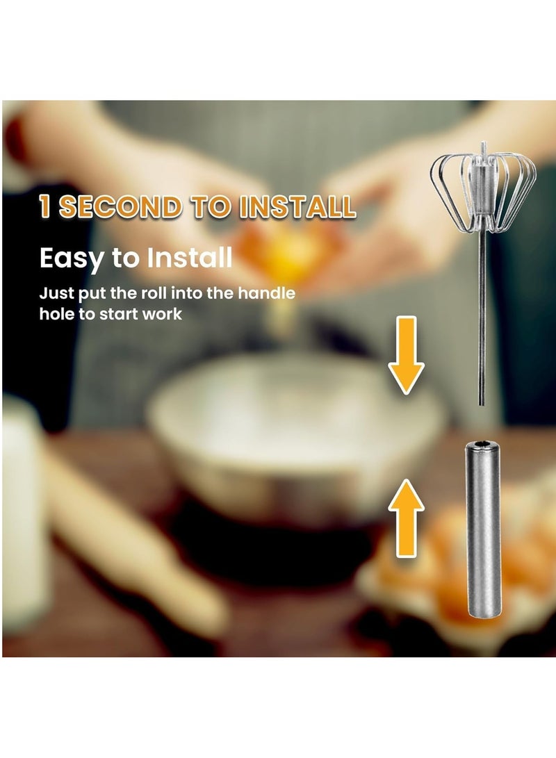 MARKQ Semi-Automatic Egg Whisk, 11.5 Inch Stainless Steel Handheld Whisk For Home Blending, Milk frother, Whisking, Egg Beating, Stirring, Hand Push Rotary - Image 5