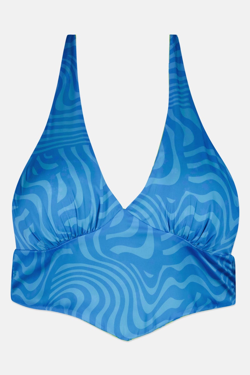 Bershka Women Halter Neck Strapless Abstract Print Tops, Multicolor - Image 2