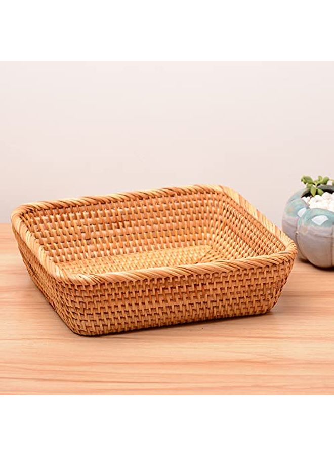 Square 3pcs Set Rattan Woven Fruit Basket Candy Snack Plate - Image 4