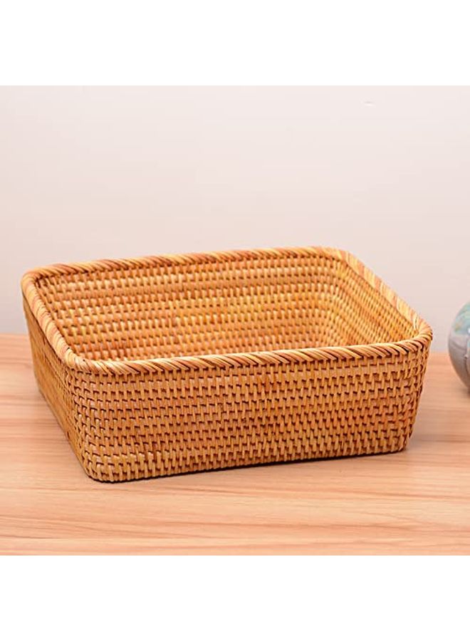 Square 3pcs Set Rattan Woven Fruit Basket Candy Snack Plate - Image 3