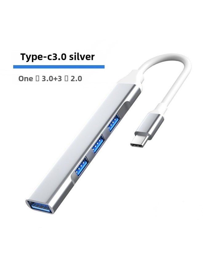 Usbhub3.0 Multi-port Extender Laptop Multi-function Splitter One For Four Type-c Expansion Dock-Number Of Interfaces:Silver Type-c3.0 - Image 1