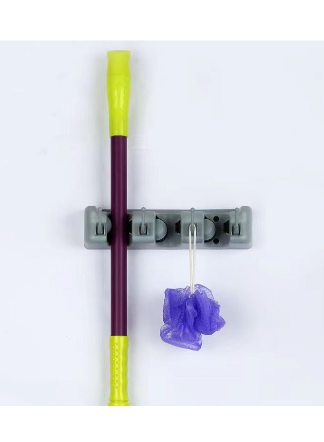 HOME IT Mop And Broom Holder - Garage Storage Systems with 3 Slots, 4 Hooks - Garden Tool Organizer For 7 Tools - For Home, Kitchen, Closet, Laundry Room  - Image 4