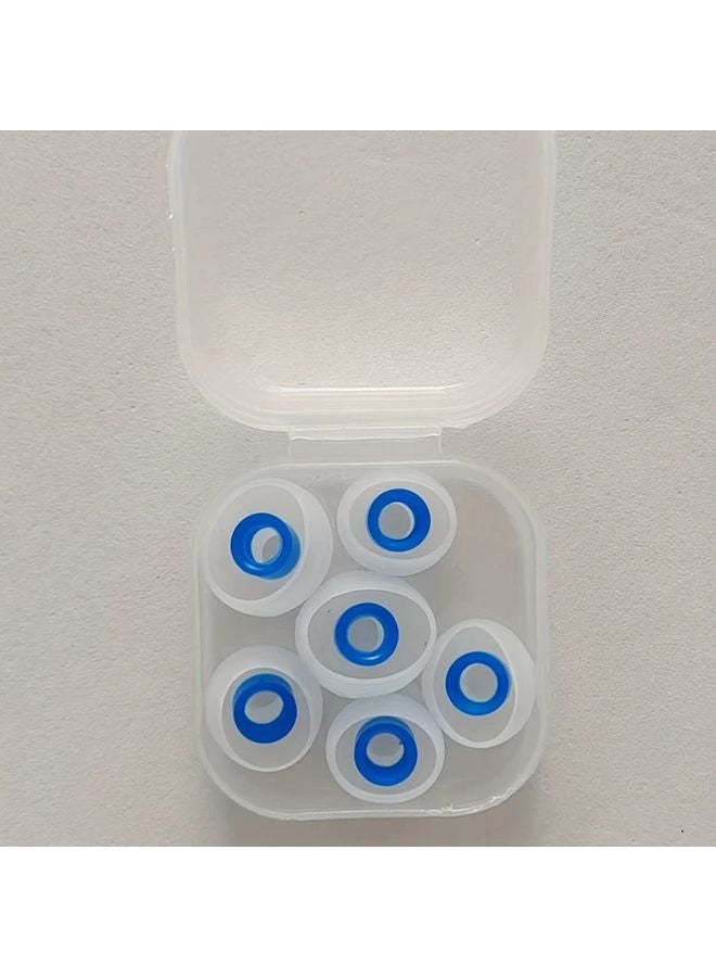 6 Pack Universal Silicone Earbud Tips Blue Bullet Shape Ear Caps With Storage Case - Image 1