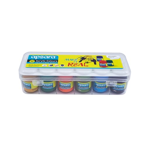 Apsara Acrylic Colour 12 Shades Kit |12 Colours x 10 ml | Multicolour & Multi-Surface | Non-Toxic & Safe Colours | Brilliant Colours | Use for Artists, Children, Boys & Girls - Image 3