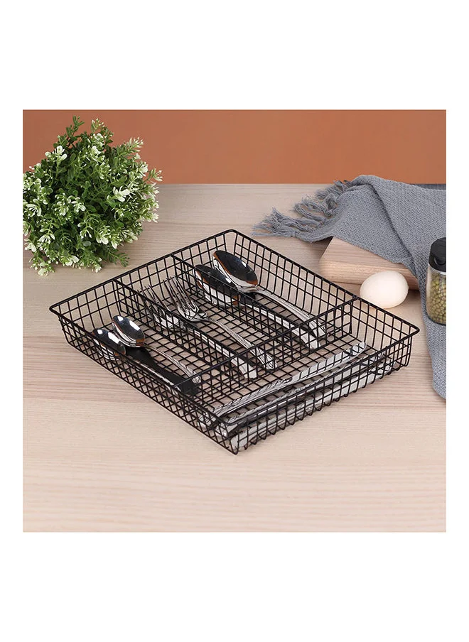 دانوب هوم Atticus 4 Compartment Cutlery Holder Matte Metal Iron Modern Houseware Dish Rack L 33x26 X H 5cm Black