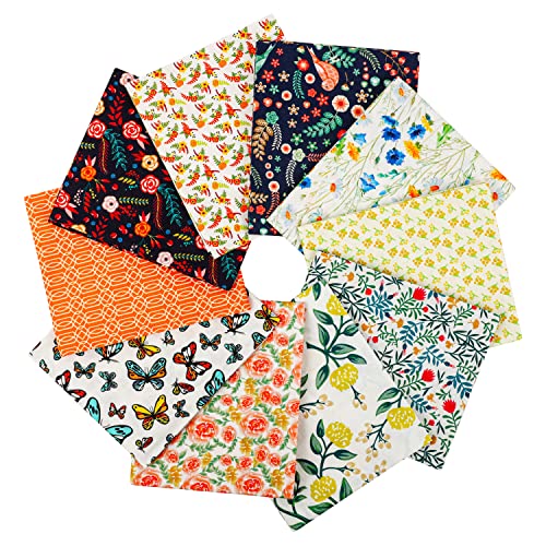 Craftido -25 Options- 100% Cotton Quilting Fabric Bundles 10pcs Fat Quarters 18”x21”-Medium Weight 5.2 oz- Soft Cotton for Quilting, Sewing Project, Patchwork, DIY Crafts – Secret Garden - Image 1