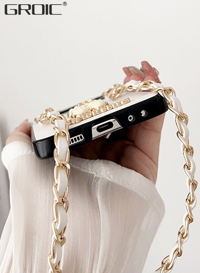 GROIC Phone Case for Samsung Galaxy Z Flip 5 6.7 Inches Case, Cute Bear with Lovely Bracelet Chain for Women Girls, Soft PU Shockproof Protective Case Anti-lost Chain Cute Jewelry Cover - Image 3