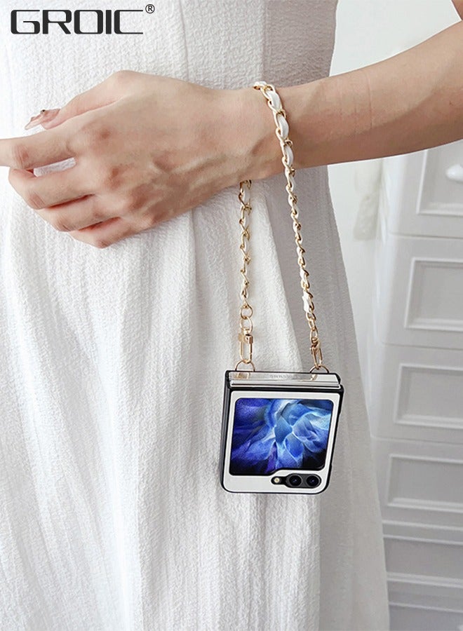 GROIC Phone Case for Samsung Galaxy Z Flip 5 6.7 Inches Case, Cute Bear with Lovely Bracelet Chain for Women Girls, Soft PU Shockproof Protective Case Anti-lost Chain Cute Jewelry Cover - Image 5