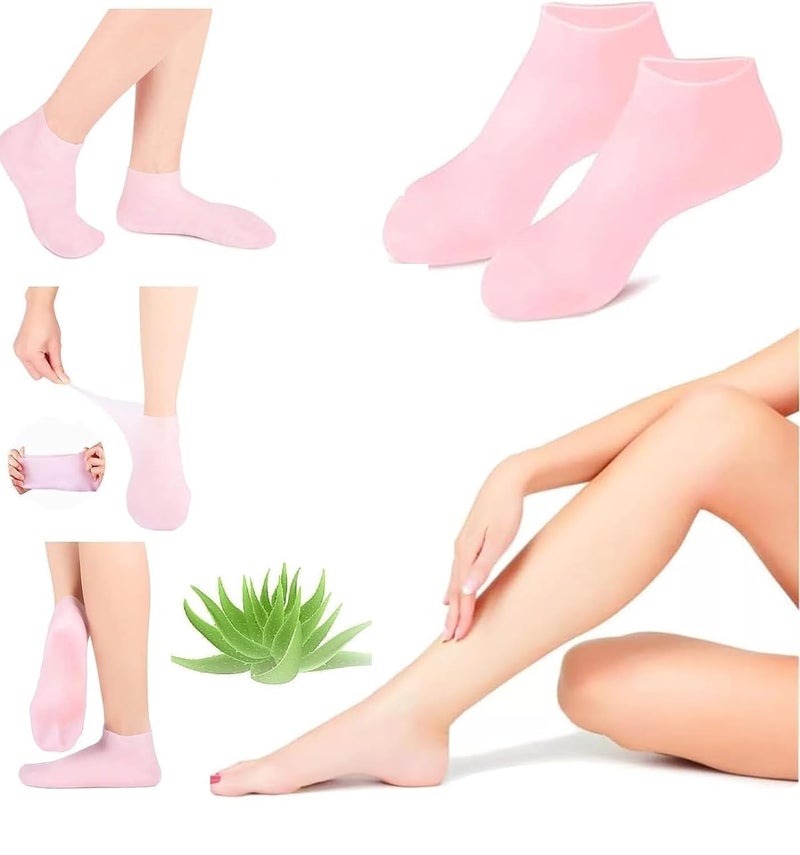 Generic Silicone Socks For Women Moisturizing Foot Socks Soft Gel Socks Aloe Socks Women Spa Pedicure Socks 2Pair Multicolor Silicon socks 2 count 102  - Image 5