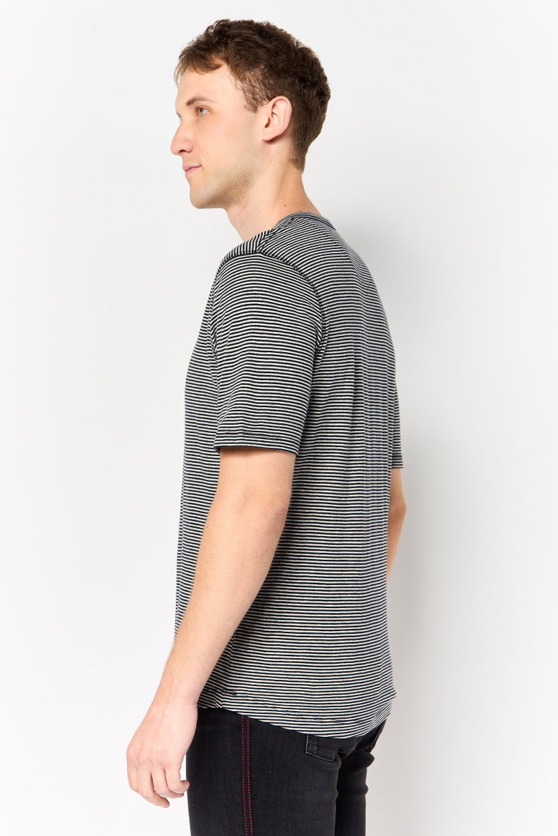 Project Essentials Men Henley Short Sleeve Stripe T-Shirt, Multicolor - Image 2