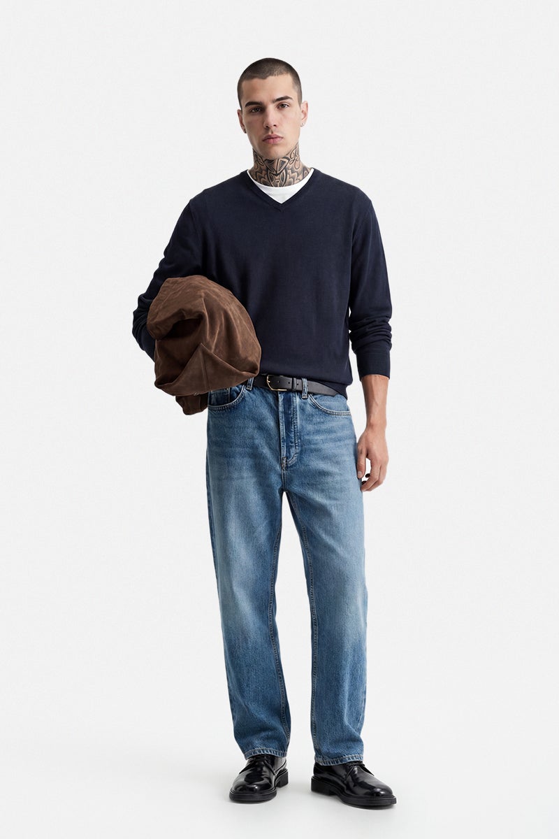 SNITCH Blue Solid Straight Fit Casual Jeans - Image 4