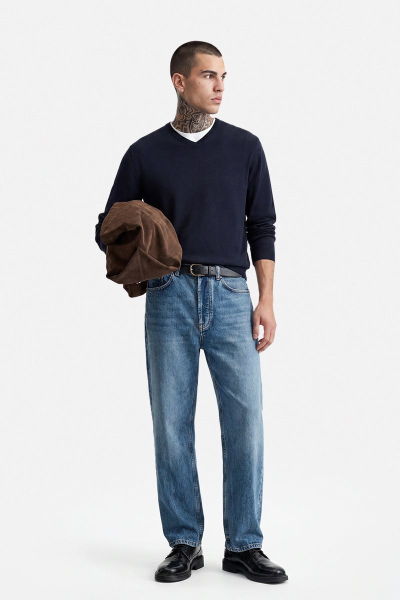 SNITCH Blue Solid Straight Fit Casual Jeans - Image 5