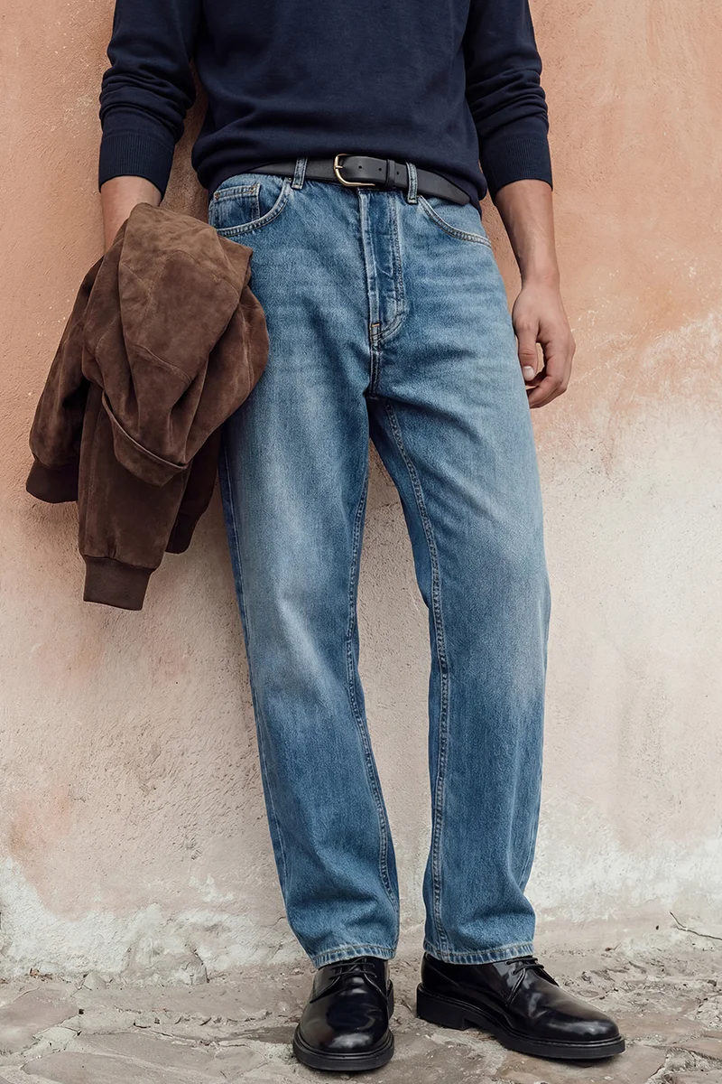 سنيتش Blue Solid Straight Fit Casual Jeans