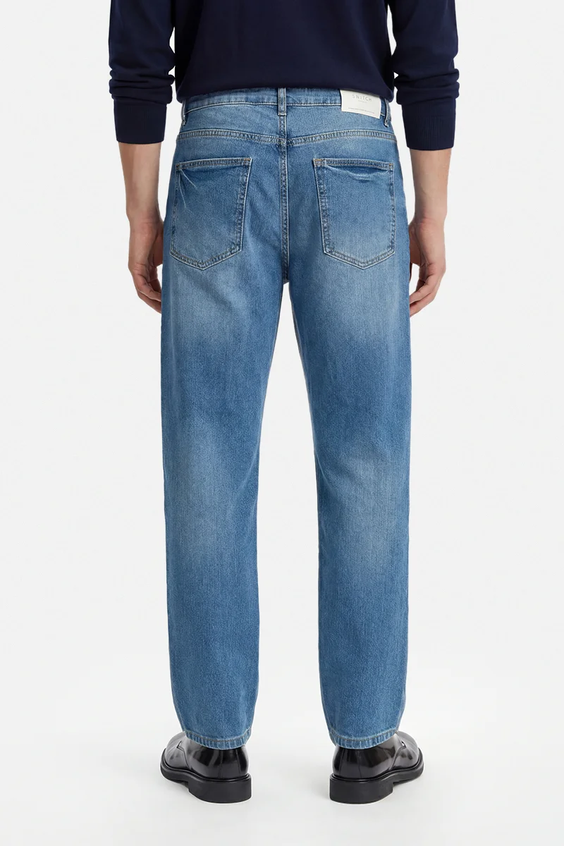 سنيتش Blue Solid Straight Fit Casual Jeans