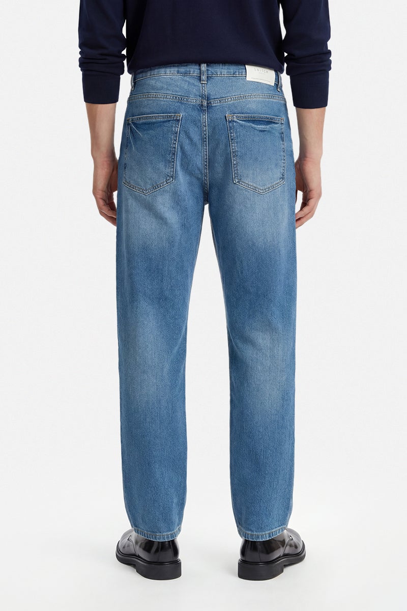 SNITCH Blue Solid Straight Fit Casual Jeans - Image 2