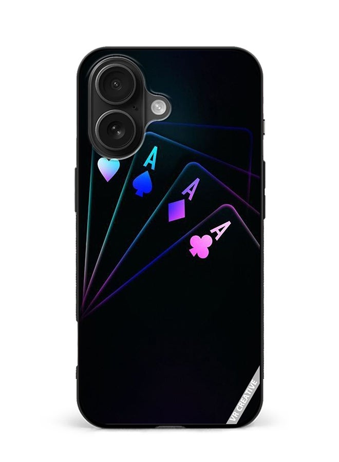 Protective Case Cover For Apple iPhone 16 Cards A Design Multicolour