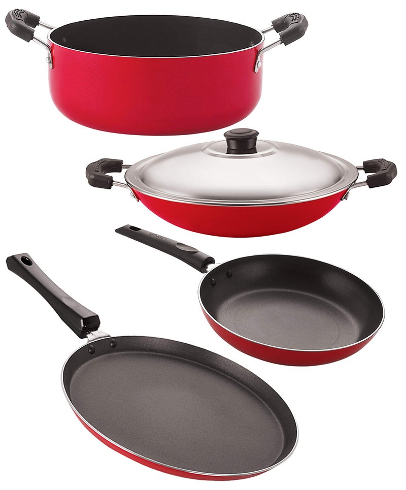 Nirlon Non Stick PFOA Free Stain Resistance Non-Induction Pots and Pans Giftset of 4 Pieces (FT12_TP22_AC_CS24) - Image 1