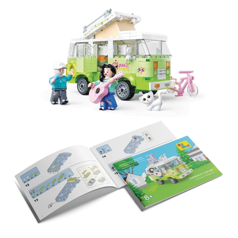 Ogi Mogi Toys Green Camping Van with Light Toys, Building Blocks, 304 Pieces Pretend Role Play Activity for Kids 8+ years, Creativity Development, Gift for Boys and Girls - Image 5