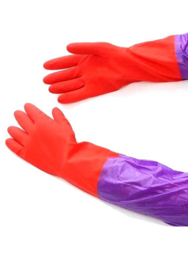 Pair Of Rubber Gloves Red/Purple L - Image 3