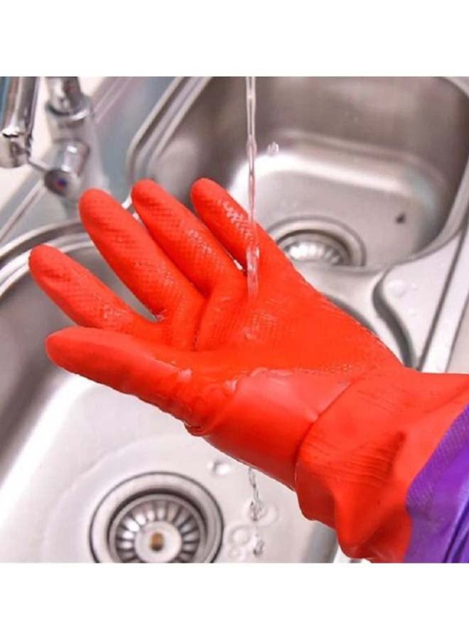 Pair Of Rubber Gloves Red/Purple L - Image 2