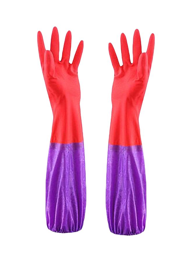 Pair Of Rubber Gloves Red/Purple L - Image 1