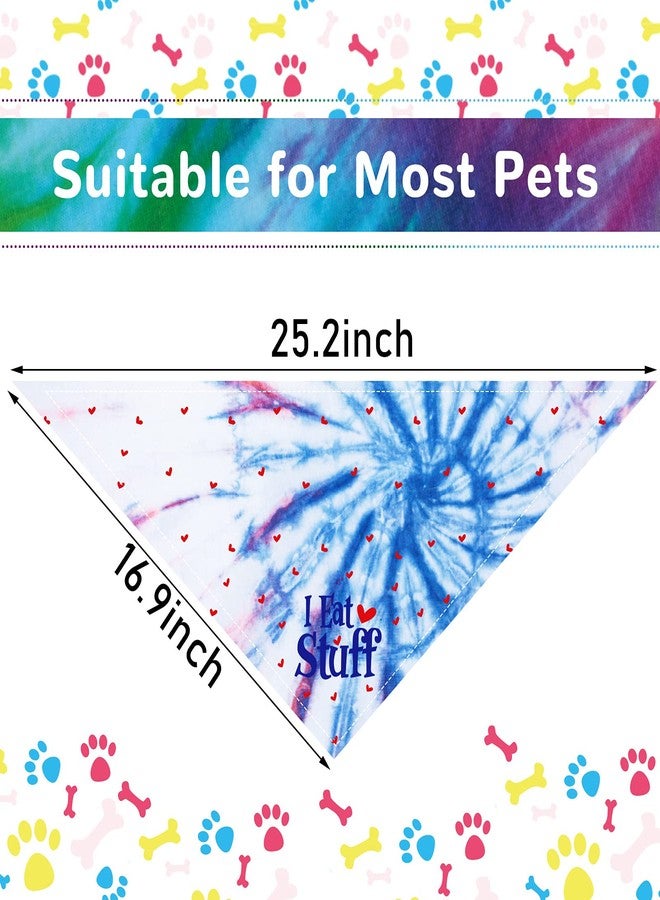 Weewooday 6 Pcs Tie Dye Dog Bandana Rainbow Pet Triangle Scarf Colorful Adjustable Reversible Pet Triangle Bibs Washable Dog Kerchief Puppy Neckerchief for Cat Daily Wear Birthday Party Costume - Image 2