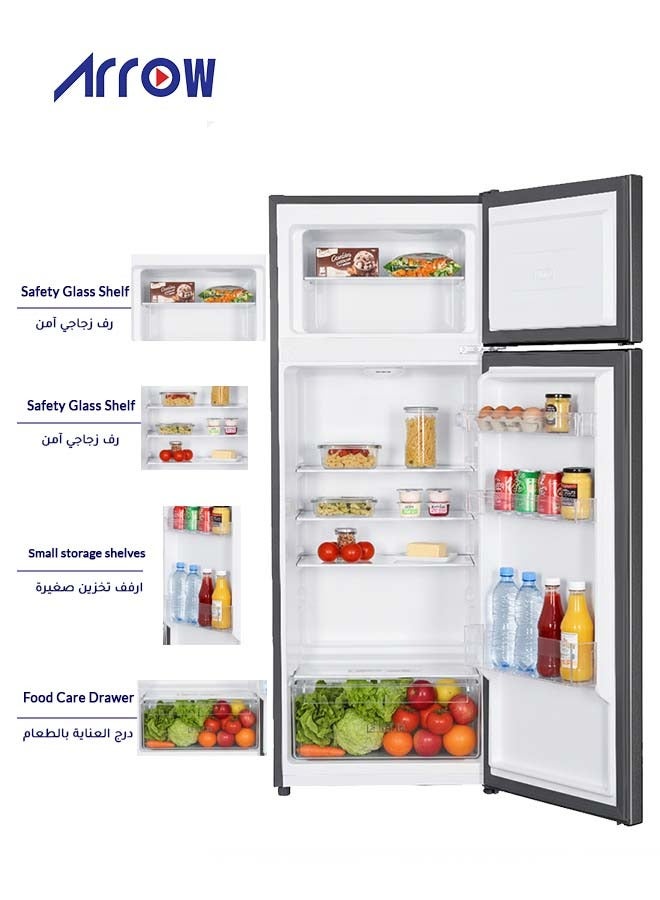 Arrow 205 Double Door Refrigerator 7.2 Cubic Feet, No Frost, Adjustable Legs, Safety Lock, Low Noise, Energy Saving, Glass Shelf, Interior Lamp & Silent & Energy-Efficient Compressor (2 Years Product And 7 Years Compressor Warranty) - Image 4