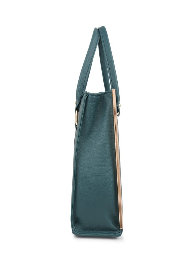 ROLEXO Synthetic Leather Elegant Trendy Fancy Classy Adjustable Relaxed Fit Top Handle Handheld Daytrip Women Handbag,Green - Image 5