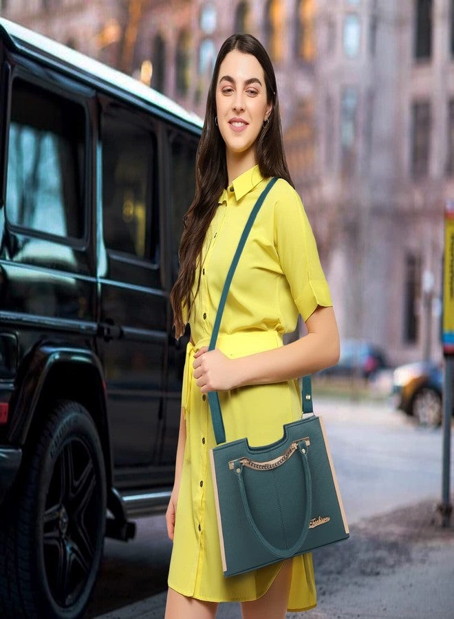 ROLEXO Synthetic Leather Elegant Trendy Fancy Classy Adjustable Relaxed Fit Top Handle Handheld Daytrip Women Handbag,Green - Image 2