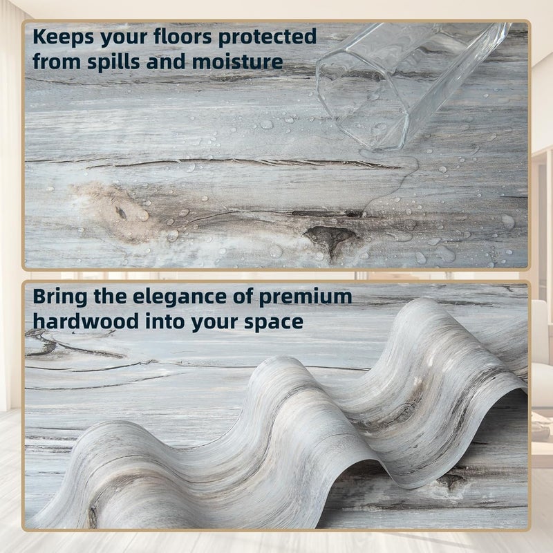 Art3d 15 Sq.ft Peel and Stick Floor Tiles, 10Pcs Luxury Vinyl Plank Flooring Wood Look, Adhesive and Waterproof Tile Sticker for Bedroom, Living Room, Kitchen, Dust Grey - Image 4