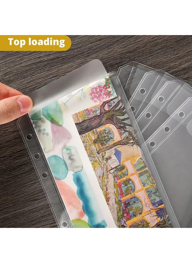 20 جيب رابطة PVC شفاف بدون سحاب بتصميم 6 حلقات حامل نقود شفاف لمنظمات الميزانية بحجم A5 مظاريف النقود ادخار ملحقات التنظيم المالي - Image 4