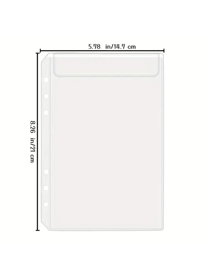 20 جيب رابطة PVC شفاف بدون سحاب بتصميم 6 حلقات حامل نقود شفاف لمنظمات الميزانية بحجم A5 مظاريف النقود ادخار ملحقات التنظيم المالي - Image 3
