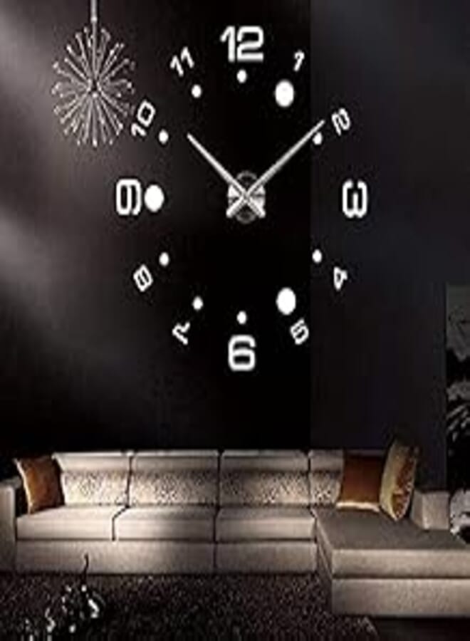 wall clock 3d big quartz - silver