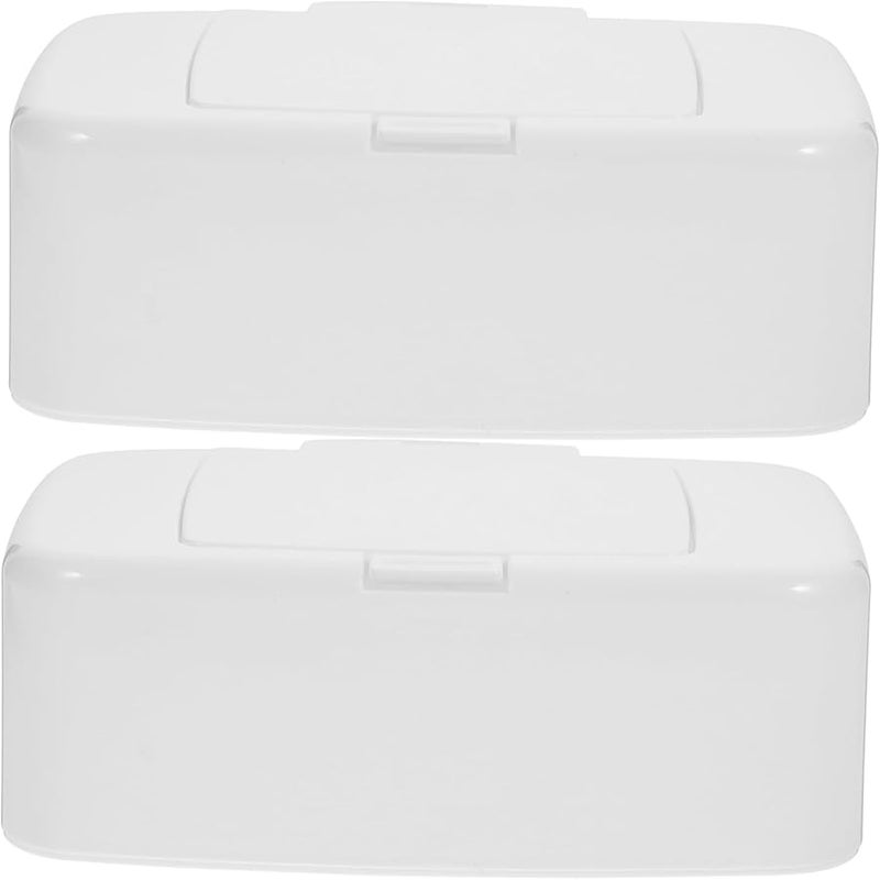 Reusable Wipes Dispenser with Lid 2 Pack Portable Wet Tissue Holder for Travel Home Office - Image 1