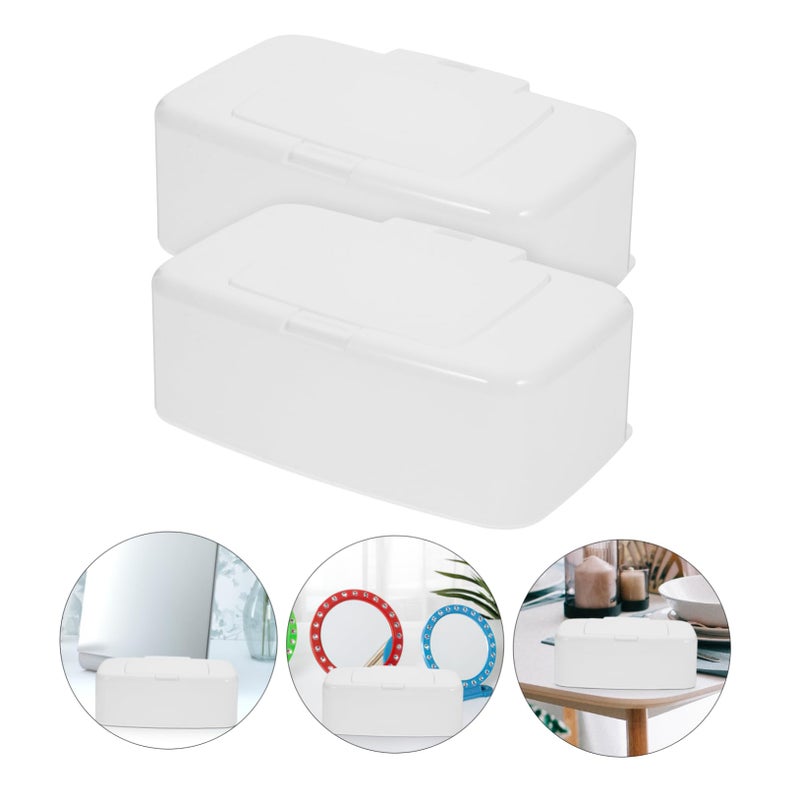 Reusable Wipes Dispenser with Lid 2 Pack Portable Wet Tissue Holder for Travel Home Office - Image 3