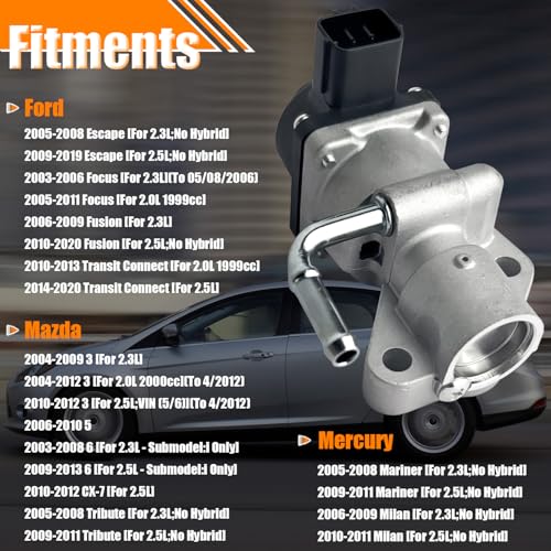 Quivimoro EGR Valve EGV1025 Replacement for Ford Escape Focus Fusion Transit Connect for Mazda 3 5 6 CX7 Tribute for Mercury Mariner Milan EGR Valve Exhaust Gas Recirculation Valves Replace OE 1S7Z9D475A - Image 3