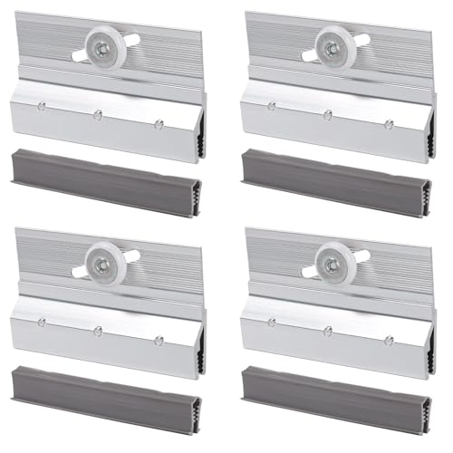 Lashow 4 Pcs Frameless Shower Door Top Bracket Roller Assembly 34 Ball Bearing Wheel Adjustable Aluminum with Glazing Vinyl for Safe Stable Glass Fit - Image 1