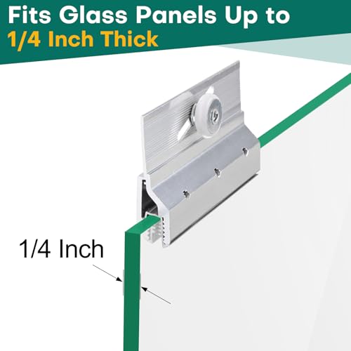 Lashow 4 Pcs Frameless Shower Door Top Bracket Roller Assembly 34 Ball Bearing Wheel Adjustable Aluminum with Glazing Vinyl for Safe Stable Glass Fit - Image 3