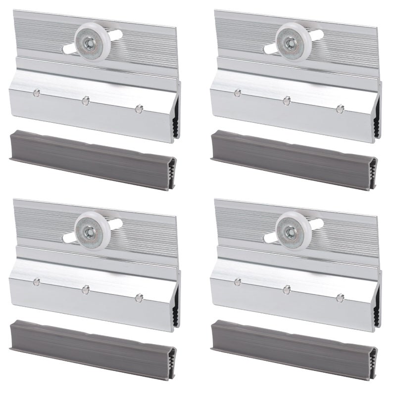Lashow 4 Pcs Frameless Shower Door Top Bracket Roller Assembly 34 Ball Bearing Wheel Adjustable Aluminum with Glazing Vinyl for Safe Stable Glass Fit - Image 2