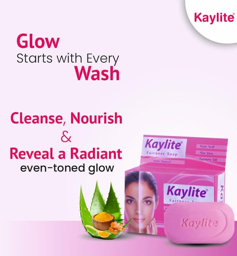 Kaylite Fairness Soap Kojic Acid Turmeric Oil Aloe Vera Saumya Tandon Ke Kaylite Face Soap 75 gm for Men and WomenPack of 6 - Image 2